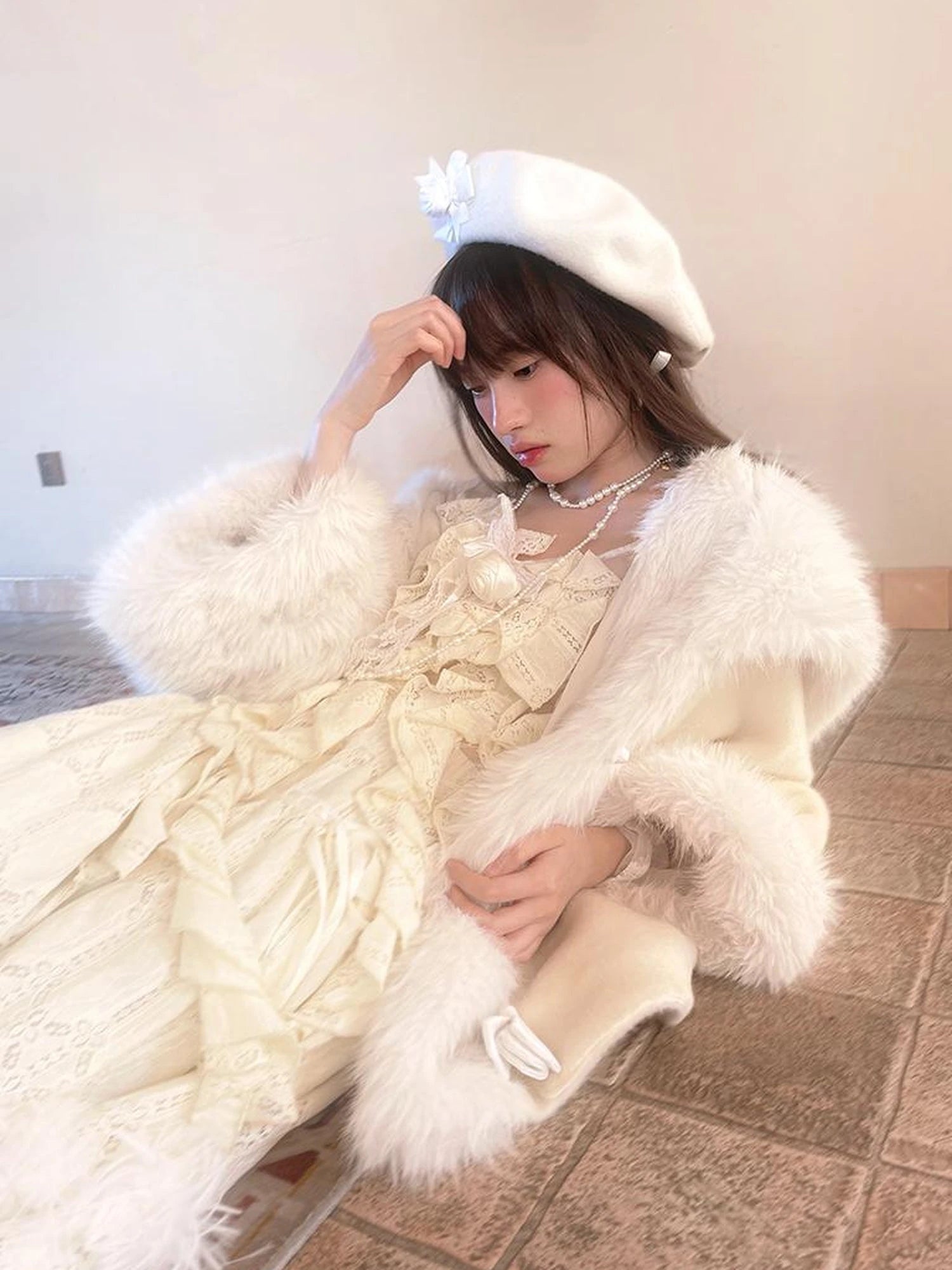 Sheer Lace Long Sleeve Blouse With Asymmetric Hem