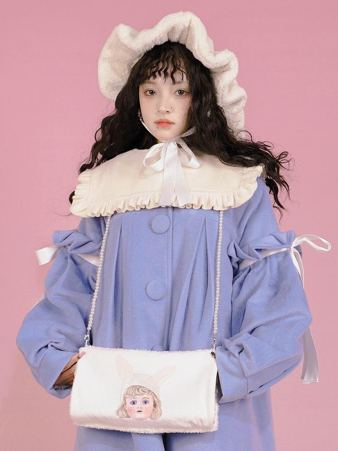 Daytoday Snow Bunny Pearl Neck Warmer With Plush Gloves