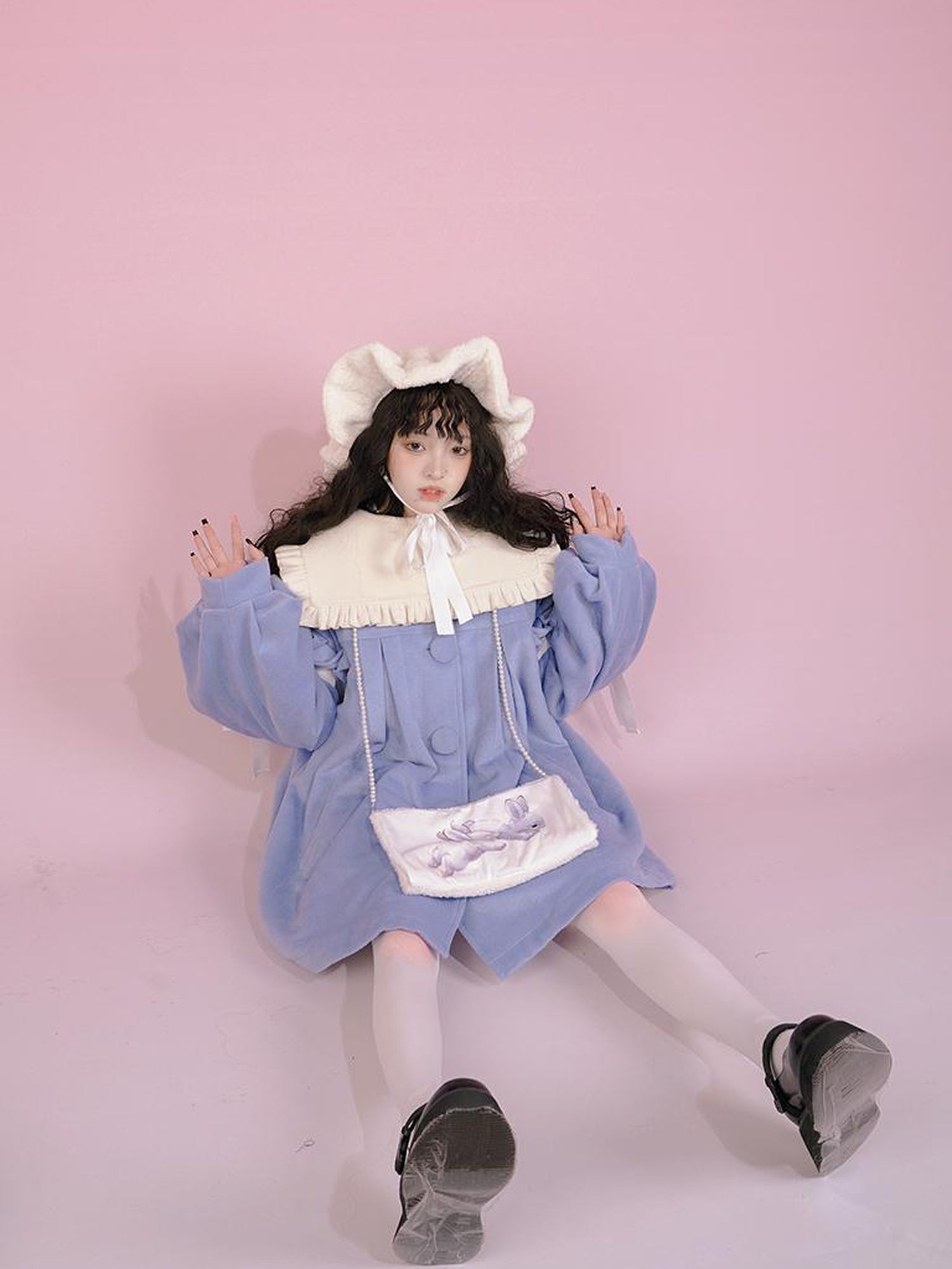 Daytoday Snow Bunny Pearl Neck Warmer With Plush Gloves