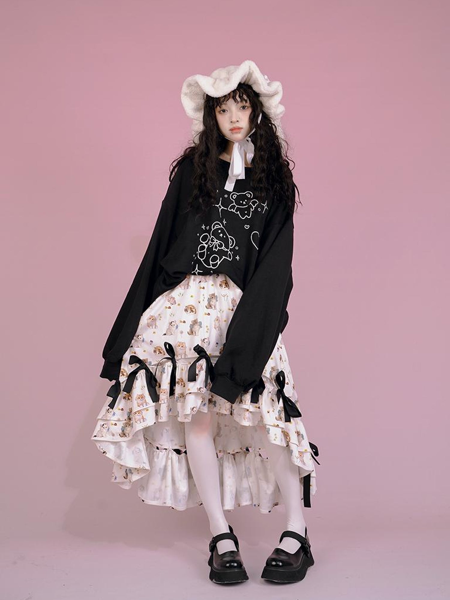 Snow Country Bow Knot A Line Skirt