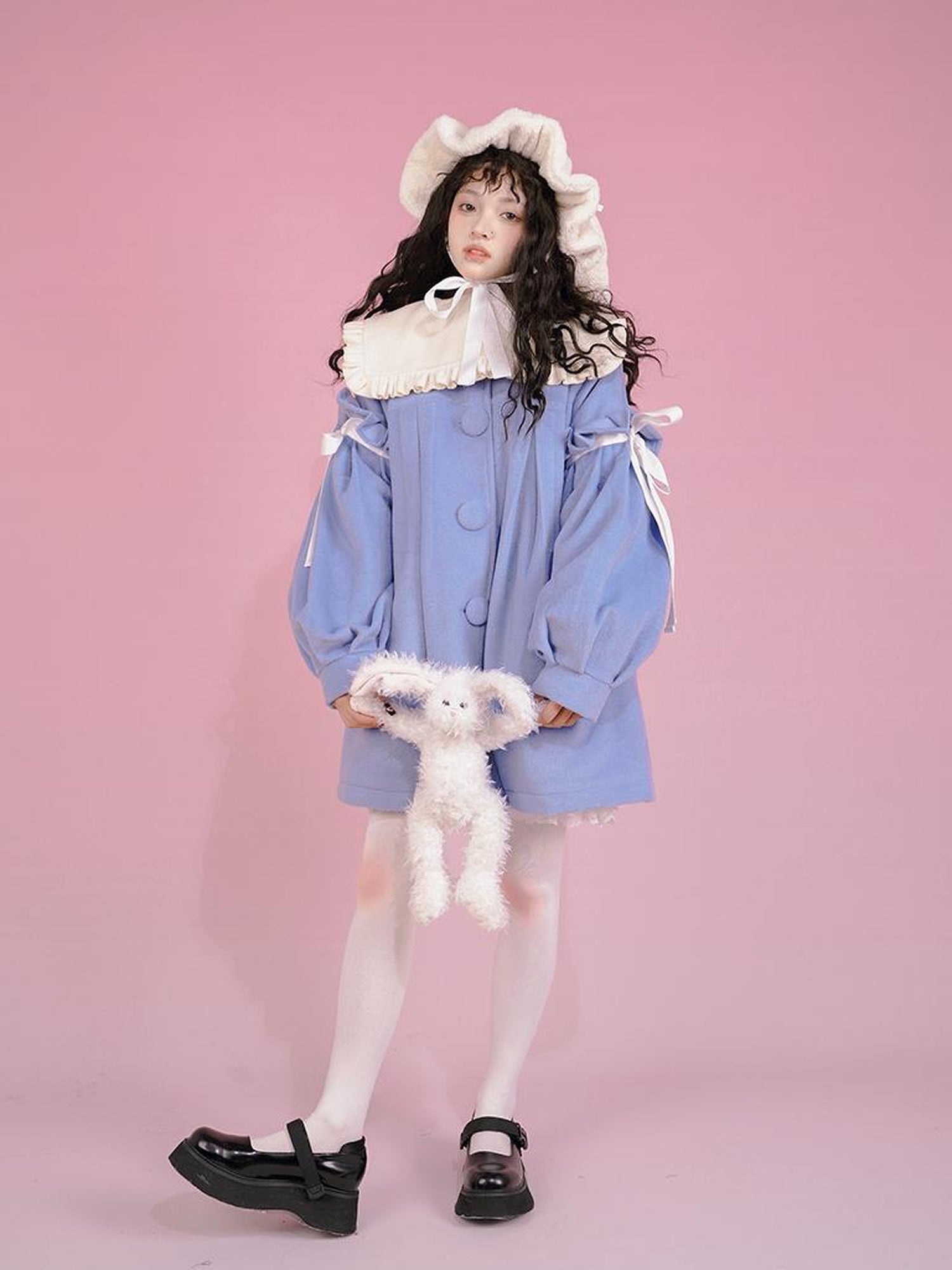 Daytoday Snow Country Girl Retro Bow Collar Wool Coat