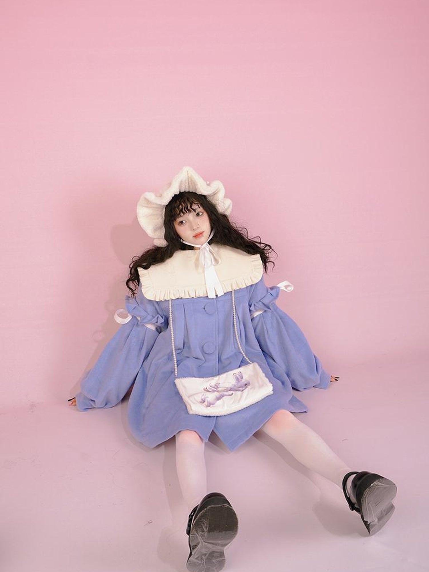 Daytoday Snow Country Girl Retro Bow Collar Wool Coat