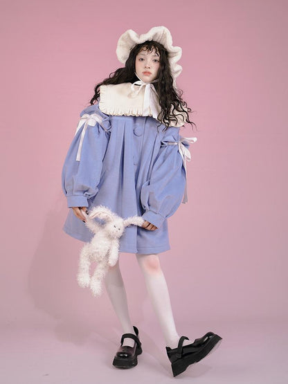 Daytoday Snow Country Girl Retro Bow Collar Wool Coat