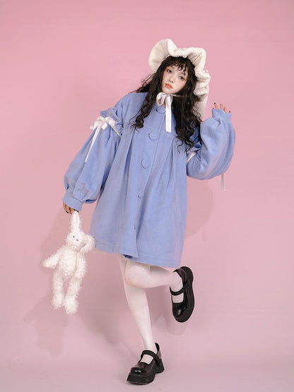 Daytoday Snow Country Girl Retro Bow Collar Wool Coat