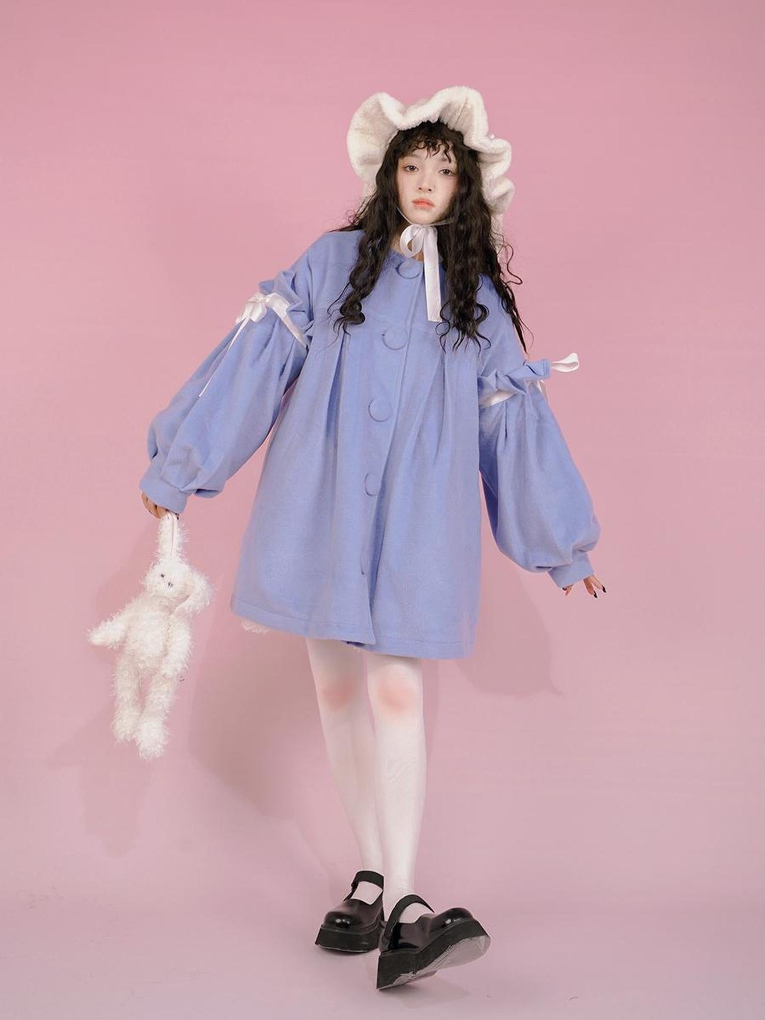 Daytoday Snow Country Girl Retro Bow Collar Wool Coat