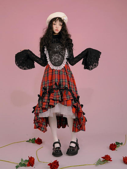 Daytoday Snow Country Lace Jacquard Fluffy Long Sleeve High Neck Top