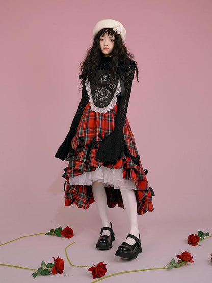 Daytoday Snow Country Lace Jacquard Fluffy Long Sleeve High Neck Top