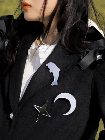 Star Dolphin Love Fear Mirror Pin