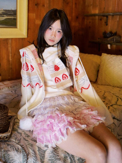 Daytoday Strawberry Cake Jacquard Knit Floral Women&