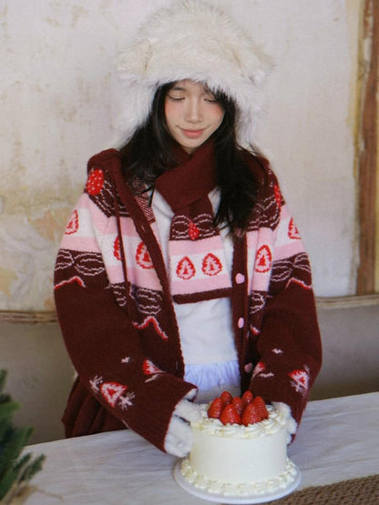 Daytoday Strawberry Cake Jacquard Knit Floral Women&