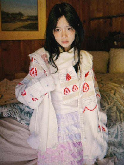 Daytoday Strawberry Cake Jacquard Knit Floral Women&