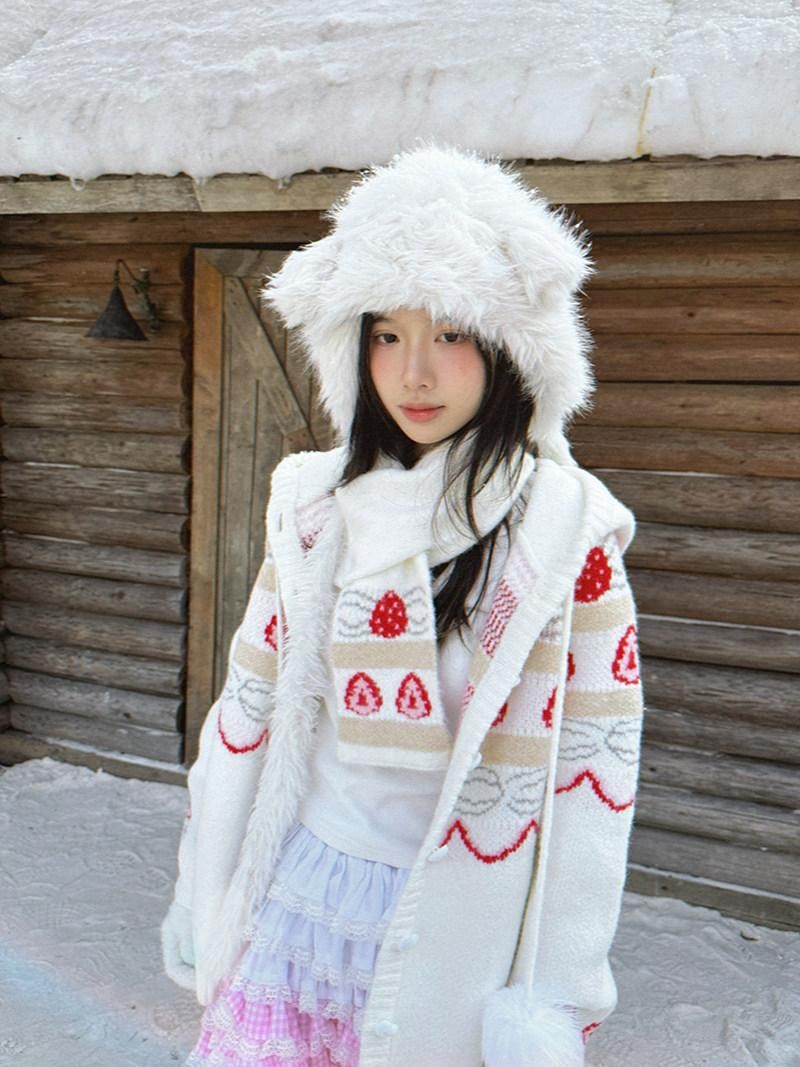 Daytoday Strawberry Cake Jacquard Knit Floral Women&