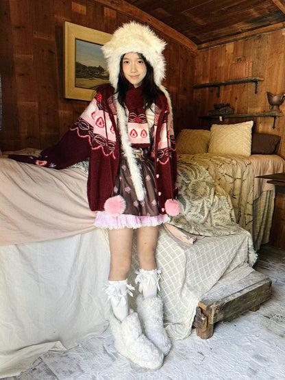 Daytoday Strawberry Cake Jacquard Knit Floral Women&