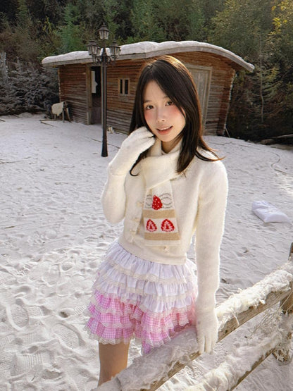 Daytoday Strawberry Cake Jacquard Knit Floral Women&