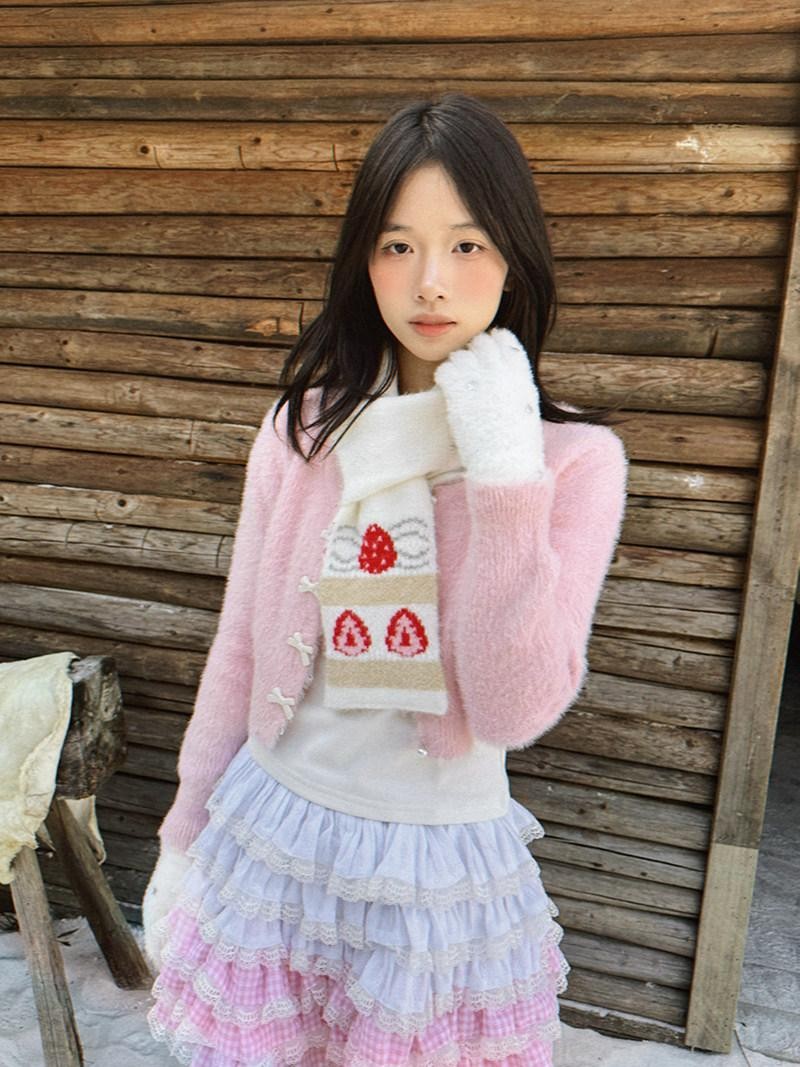 Daytoday Strawberry Cake Jacquard Knit Floral Women&