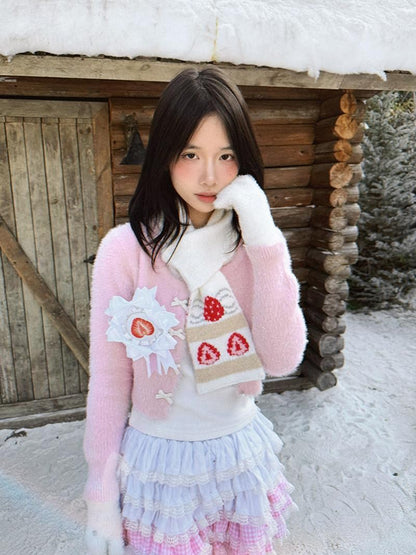 Daytoday Strawberry Cake Jacquard Knit Floral Women&