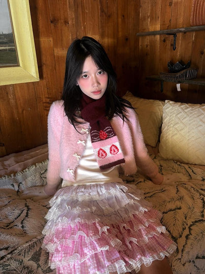 Daytoday Strawberry Cake Jacquard Knit Floral Women&