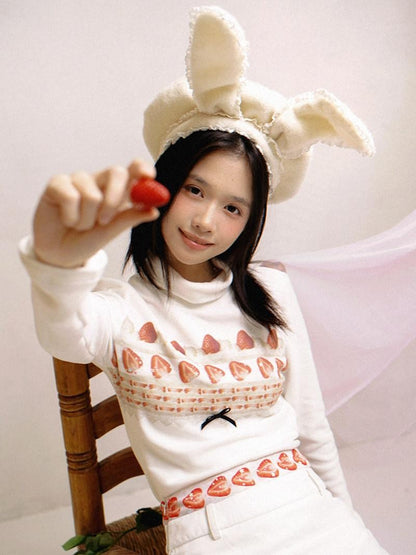 Daytoday Strawberry Cake Print High Neck Slim Fit Women&
