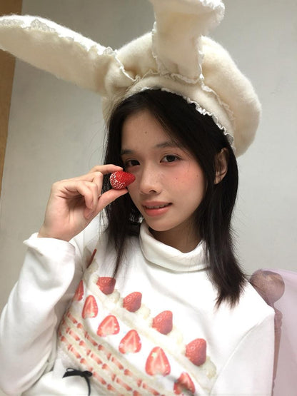 Daytoday Strawberry Cake Print High Neck Slim Fit Women&