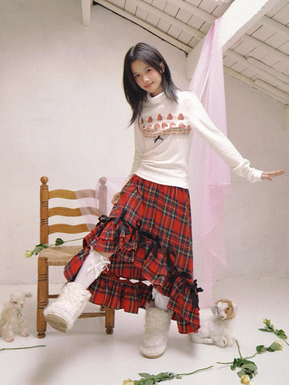 Daytoday Strawberry Cake Print High Neck Slim Fit Women&
