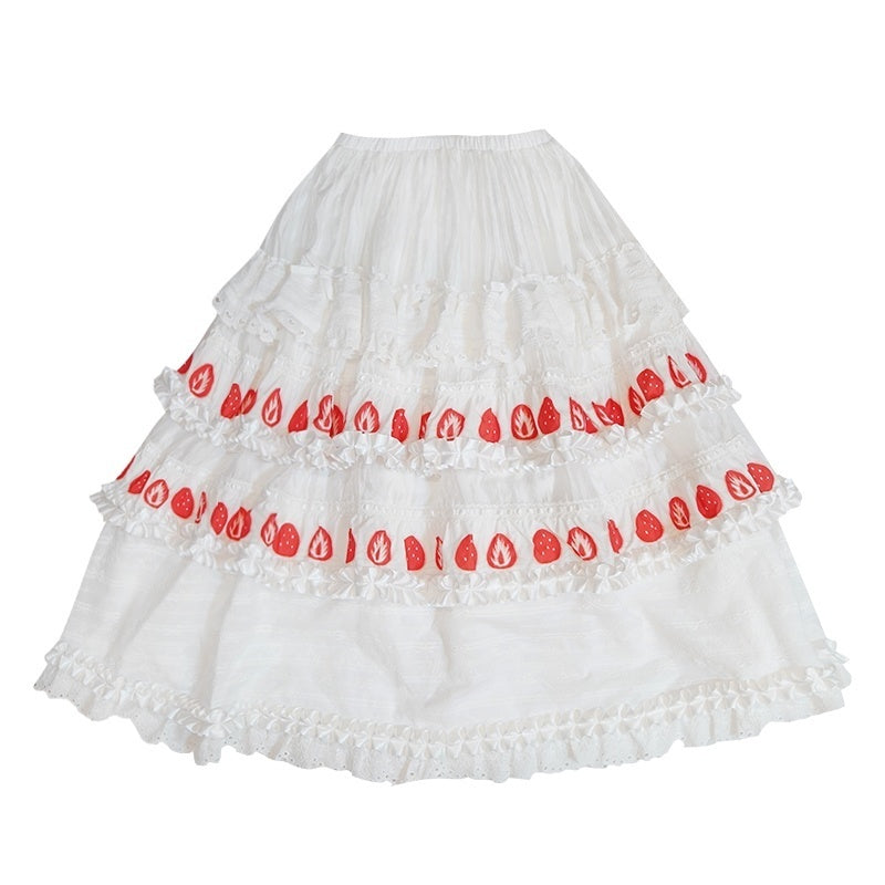 Daytoday_Strawberry_Cake_Print_Lace_Trim_Bow_Ruffle_Cotton_Women&