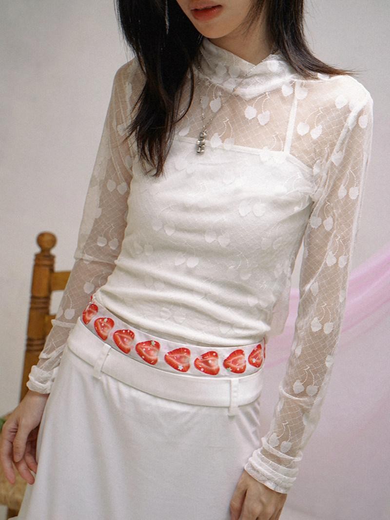 Daytoday Strawberry Print 3d Embellishment Side Slit Women&