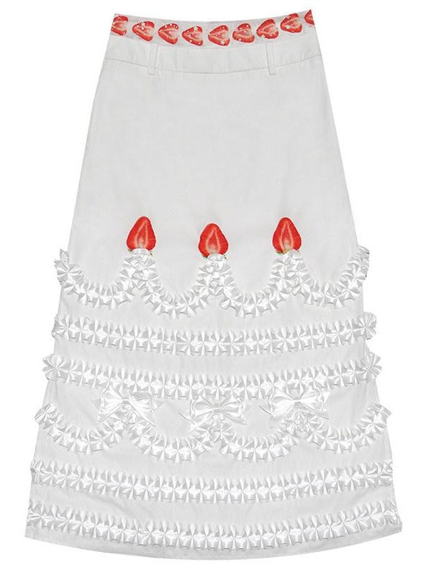 Daytoday Strawberry Print 3d Embellishment Side Slit Women&