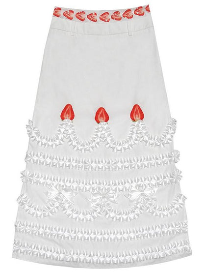Daytoday Strawberry Print 3d Embellishment Side Slit Women&