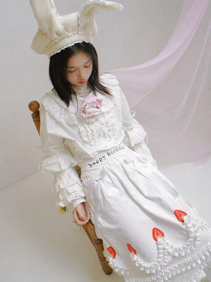 Daytoday Strawberry Print Elastic Waist Removable Straps Women&