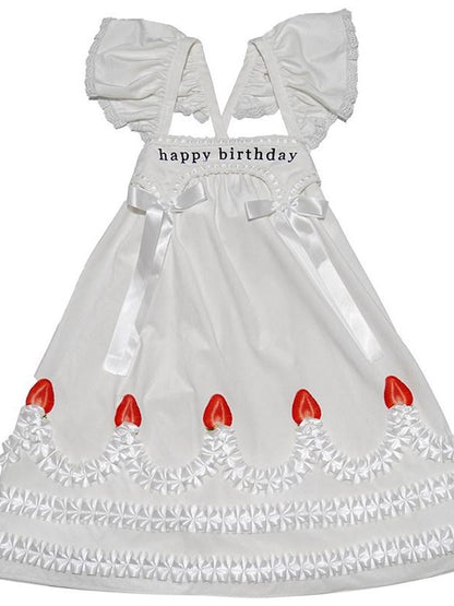 Daytoday Strawberry Print Elastic Waist Removable Straps Women&