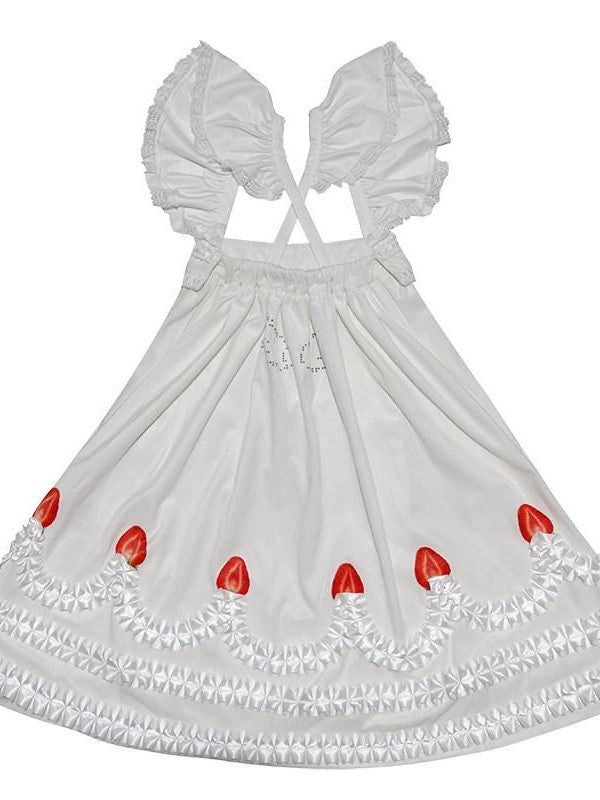 Daytoday Strawberry Print Elastic Waist Removable Straps Women&