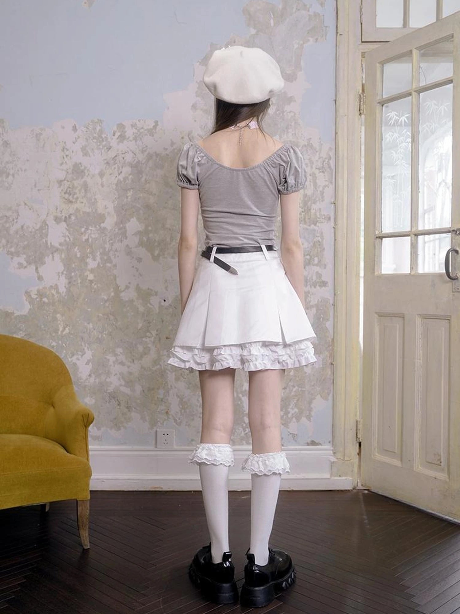 The Cat And The Angel Cotton Tee V Neck T Shirt Long Sleeve