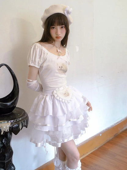 The Cat And The Angel Cotton Tee V Neck T Shirt Long Sleeve