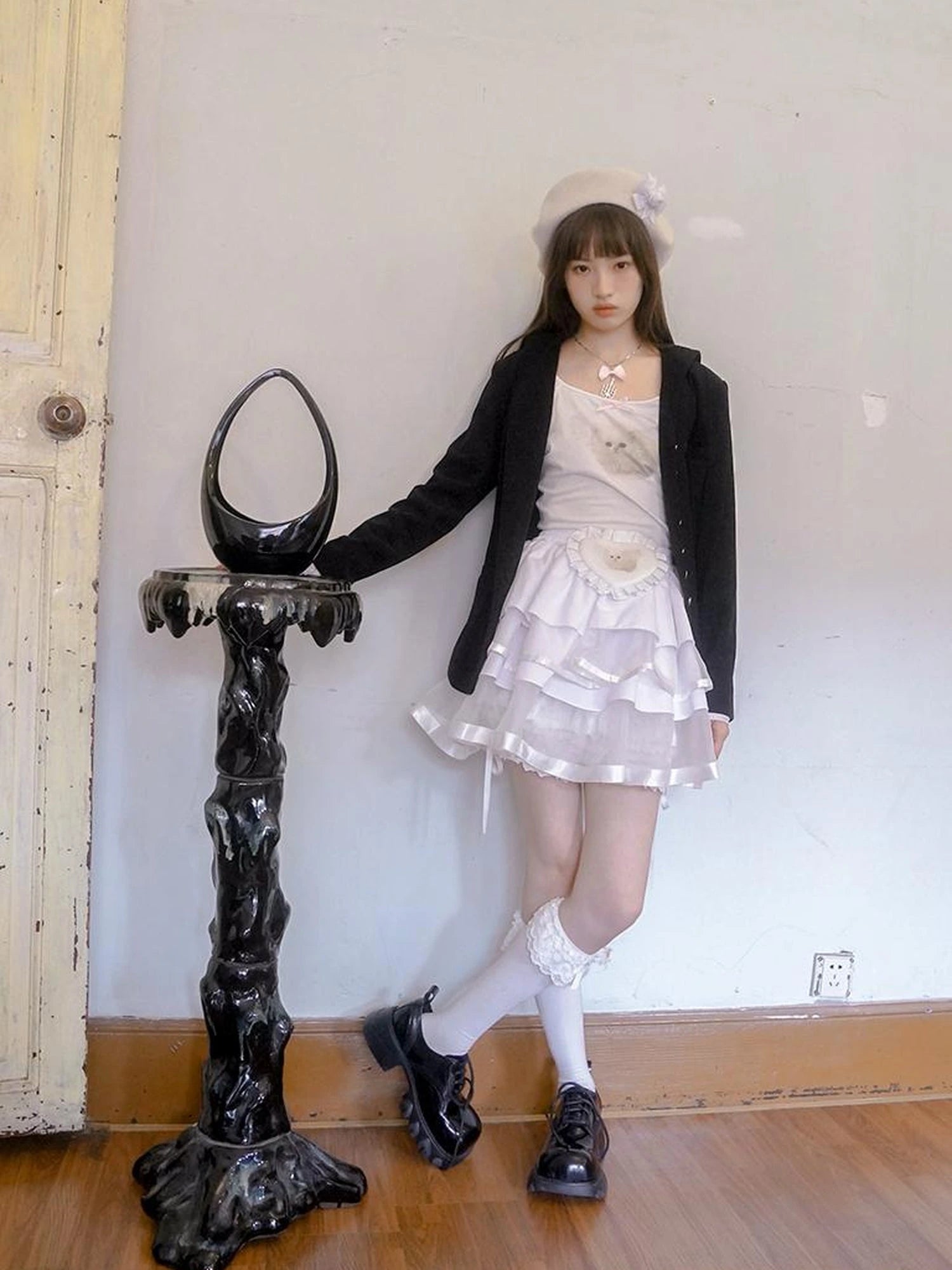 The Cat And The Angel Cotton Tee V Neck T Shirt Long Sleeve