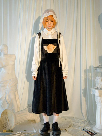 Velvet Angel Oil Painting Mini Dress V-Neck T-Shirt Long-Sleeve