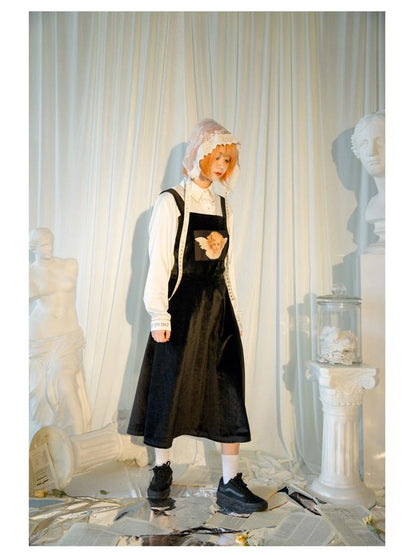 Velvet Angel Oil Painting Mini Dress V-Neck T-Shirt Long-Sleeve