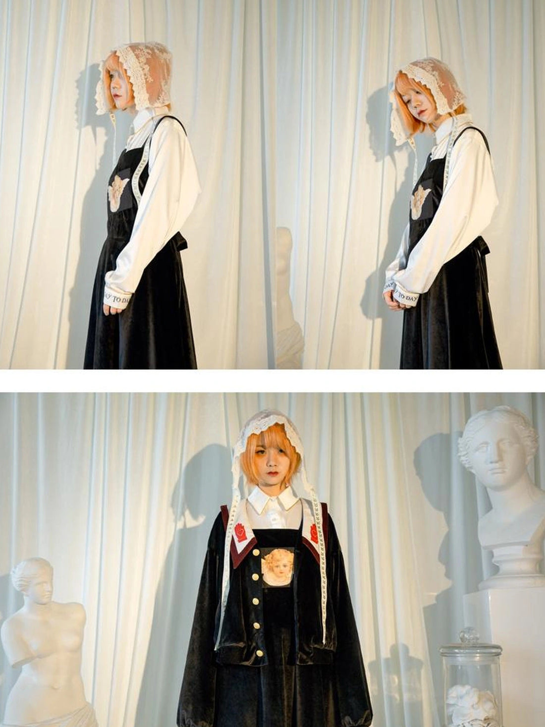 Velvet Angel Oil Painting Mini Dress V-Neck T-Shirt Long-Sleeve