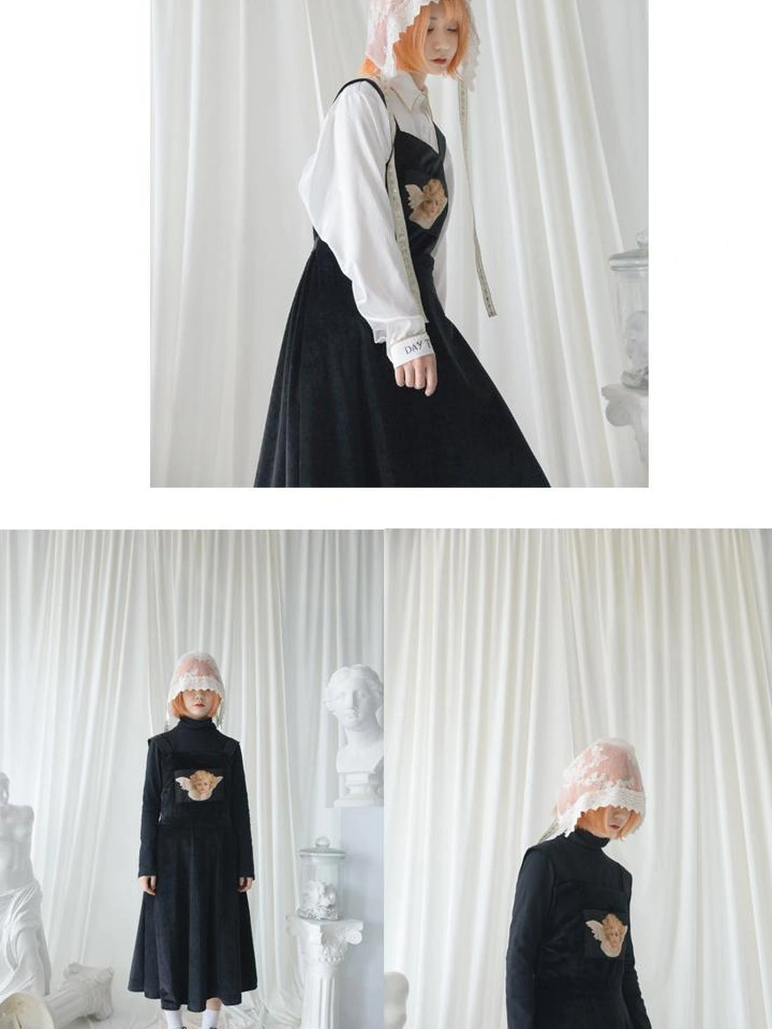 Velvet Angel Oil Painting Mini Dress V-Neck T-Shirt Long-Sleeve