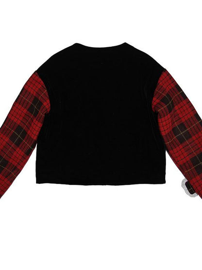 Daytoday Velvet Bow Plaid Christmas Short Coat