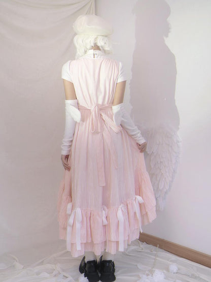 Daytoday Velvet Bow Plaid Christmas Vest Long Dress