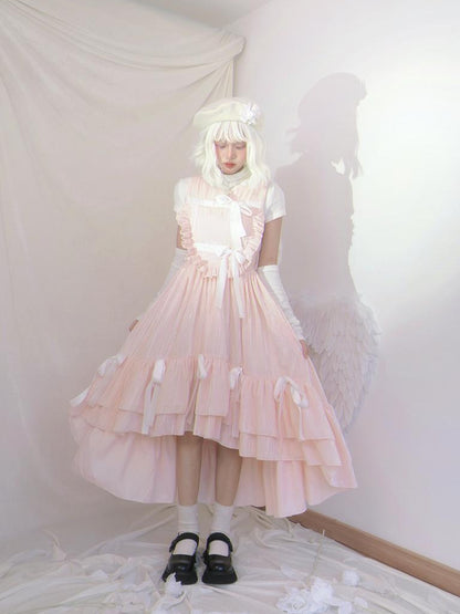 Daytoday Velvet Bow Plaid Christmas Vest Long Dress