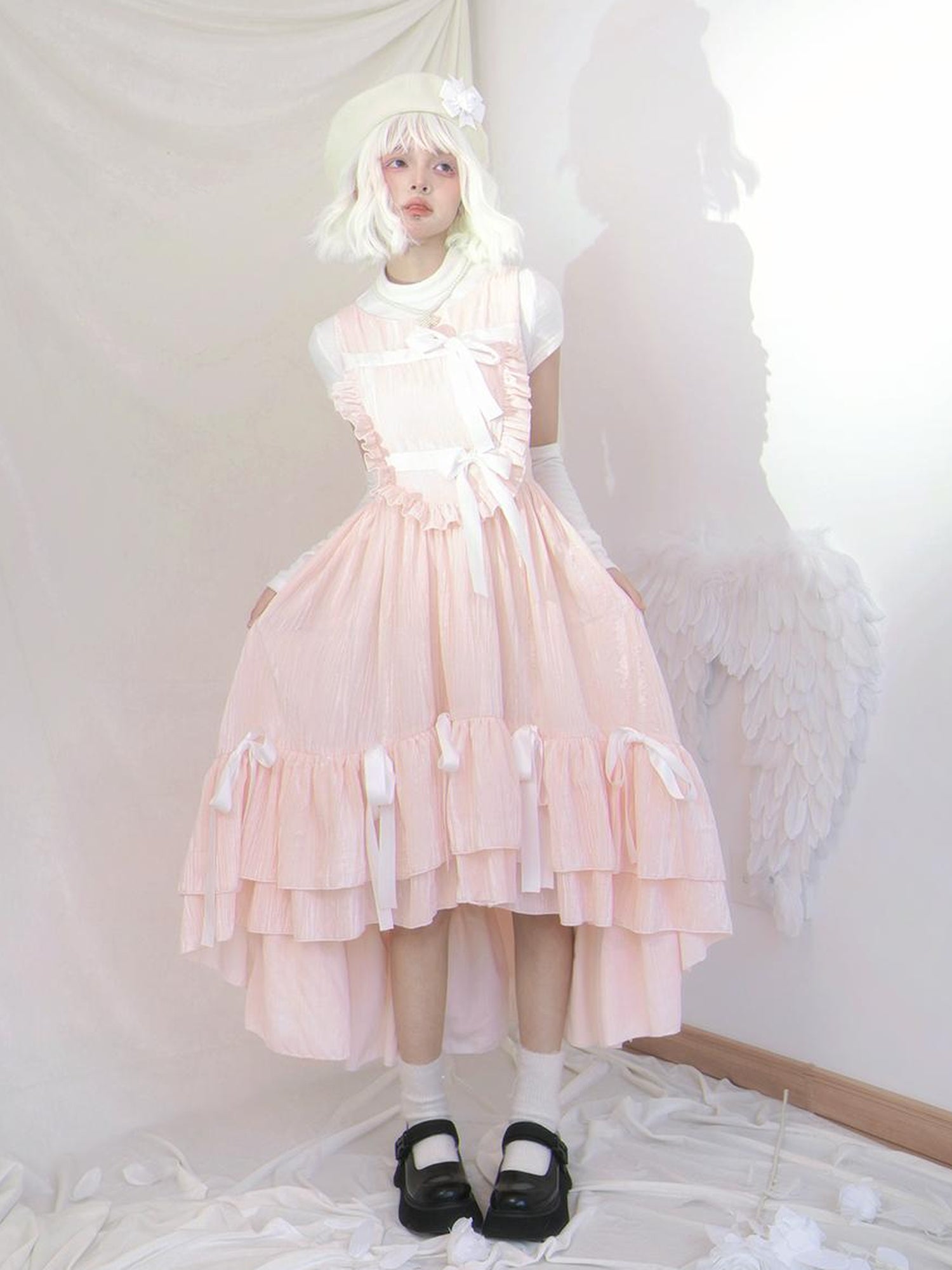 Daytoday Velvet Bow Plaid Christmas Vest Long Dress