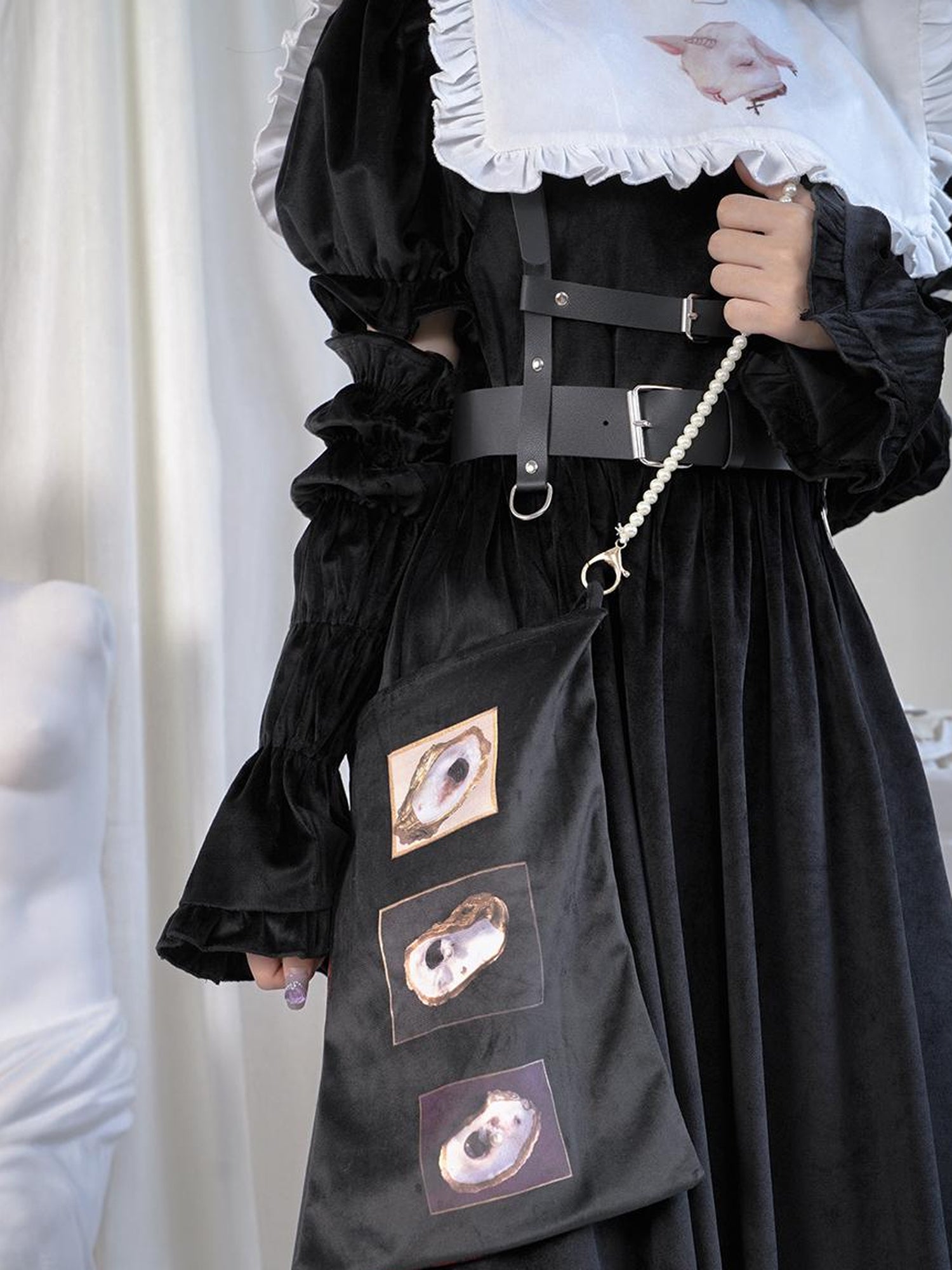 Daytoday Velvet Mini Crossbody Bag With Angel Lamb Oyster Puppy Print
