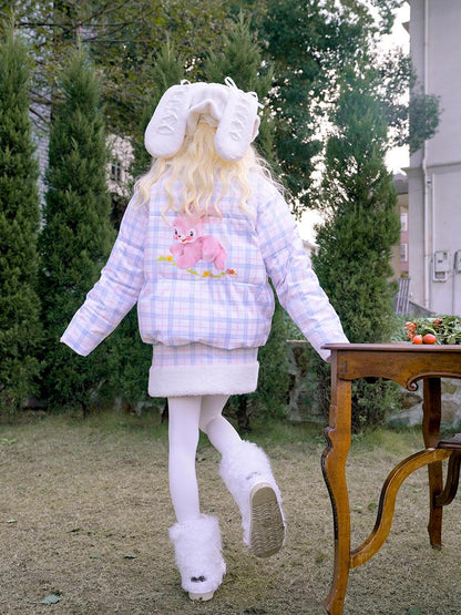 Daytoday Vintage Bow Dot Print Teddy Jacket