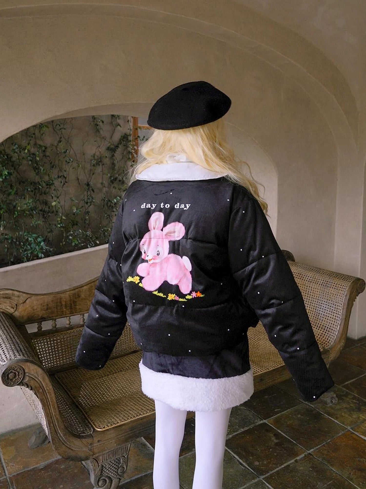 Vintage Bow Dot Print Teddy Jacket