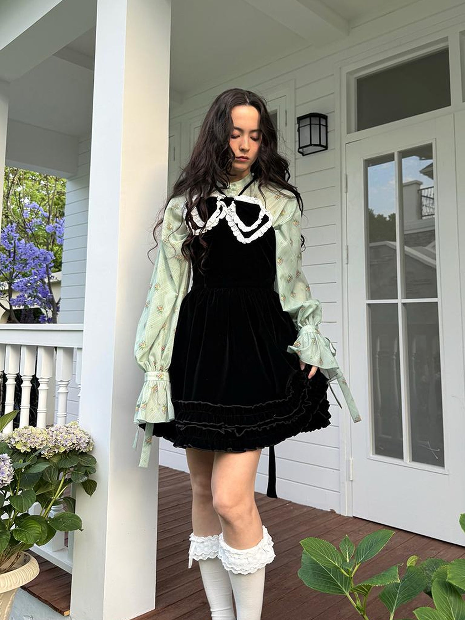 Daytoday Vintage Bow Print Puff Sleeve Blouse