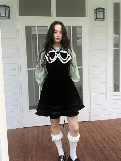 Daytoday Vintage Bow Print Puff Sleeve Blouse