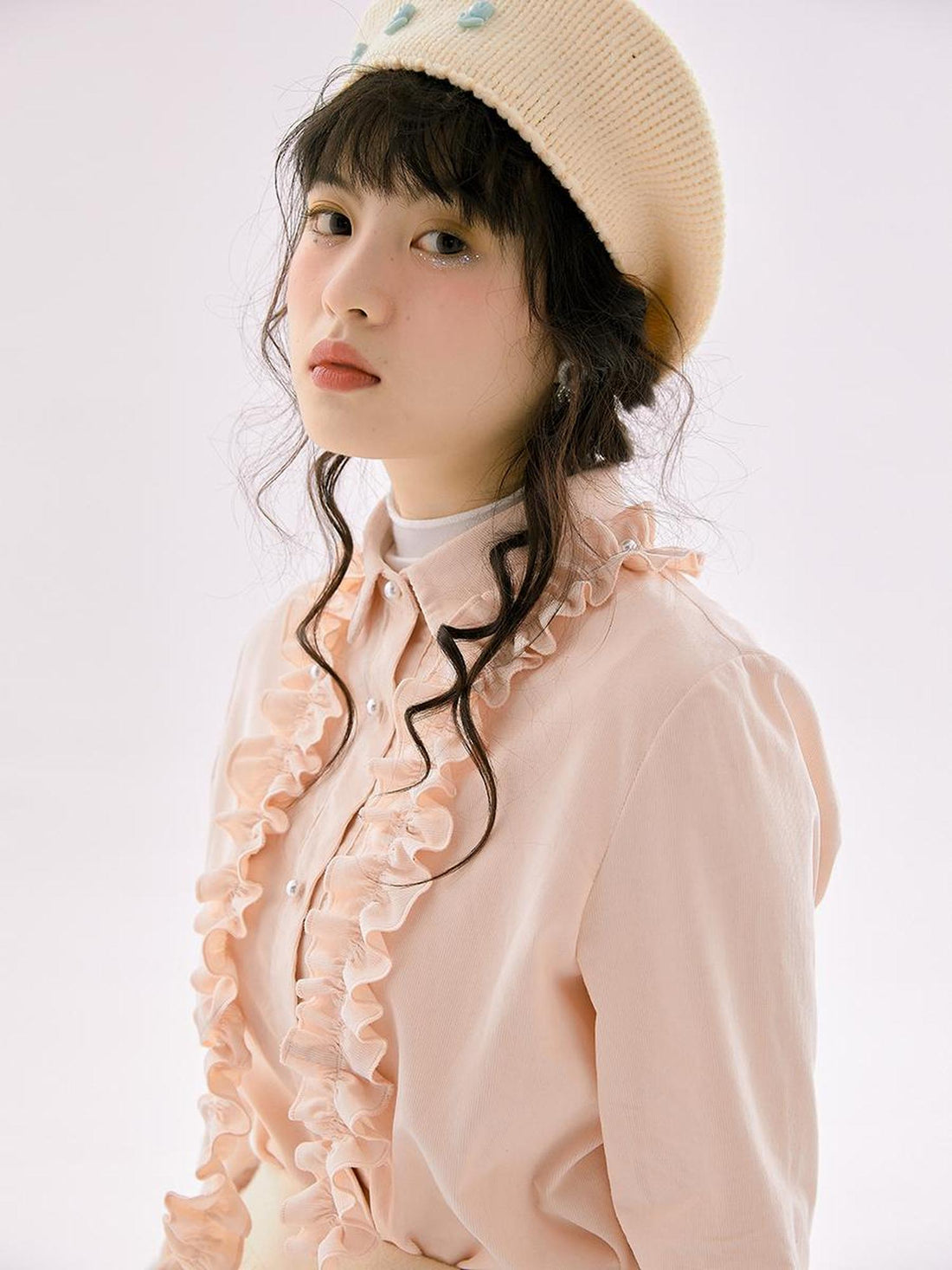 Daytoday Vintage Corduroy Shirt With Lace Trim