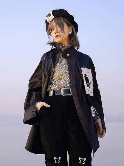 Vintage Eye Flower Embroidery Brooch