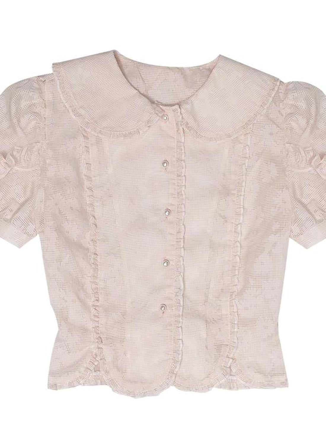 Daytoday Vintage Floral Petal Waist Bubble Sleeve Shirt
